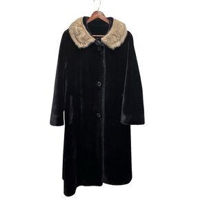 Vintage Union Label Faux Fur Pennylane Coat 3/4 Sleeves Size Large